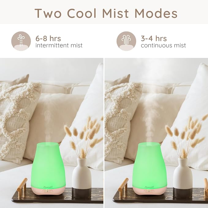 Homeweeks Essential Oil Diffuser for Room 100 ML 1 Pack | Aromatherapy Scent Diffuser Adjustable Mist Mode, Cool Mist, Auto Off Ultrasonic Aroma Fragrance Diffuser for Bedroom Office