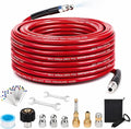 Sewer Jetter Kit for Pressure Washer, 100FT 5800 PSI Drain Cleaner Hose with 1/4" NPT Corner, Rotating and Button Hose Sewer Jetting Nozzle, Waterproof Tape, Pearl Corsage Pin, Spanner, Glove