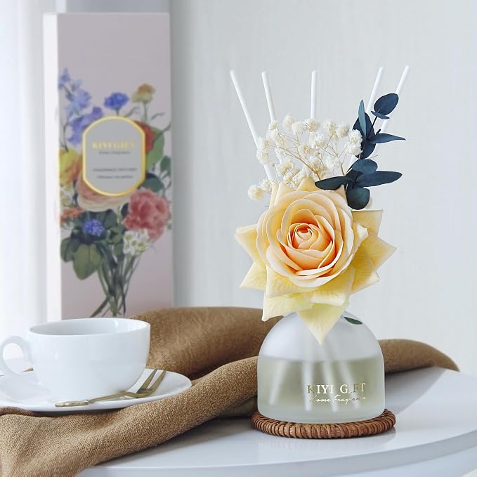 Reed Diffuser Set, 4.06 oz Scent Diffuser with 6 Sticks,Home Fragrance,Reed Diffuser for Bathroom Shelf Decor Gardenia White Tea