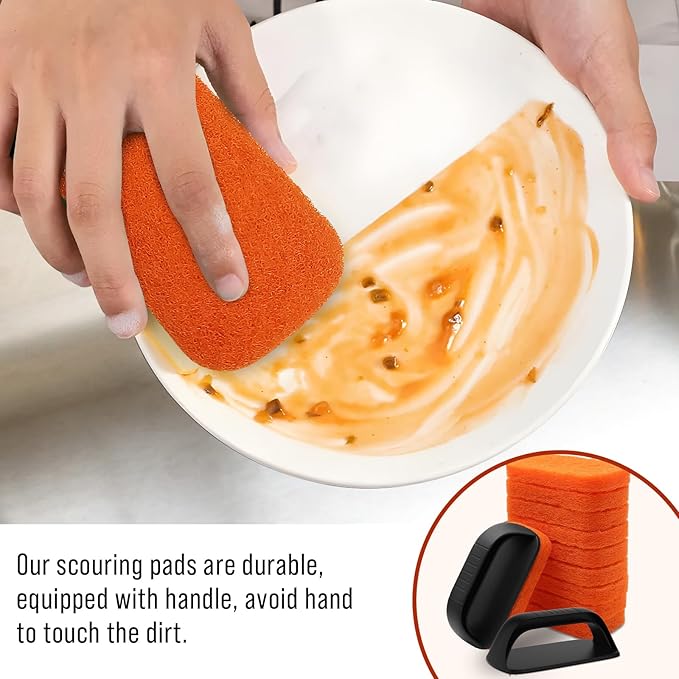 Griddle Cleaning Kit for Blackstone, Non-Scratch Scouring Pads for Kitchen | 10 Scrubber Pads and 2 Handles