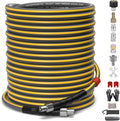 Sewer Jetter Kit for Pressure Washer, 5800PSI Drain Cleaner Hose 1/4 Inch NPT Corner,Showerhead,Rotating rotates,Mushroom Nose,Corner sewer nozzle(200FT)