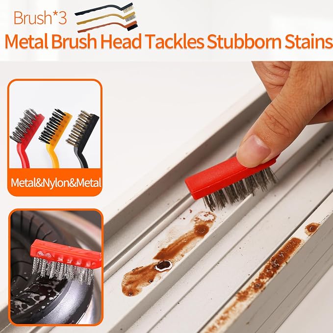 Window Sill Cleaner Tool - 14 Pcs Magic Door Window Track Cleaning Tool Kit | Sliding Door Track Cleaner Groove Crevice Cleaning Brush for Door/Sill/Corners/Sinks/Shutter/Tile/Blinds