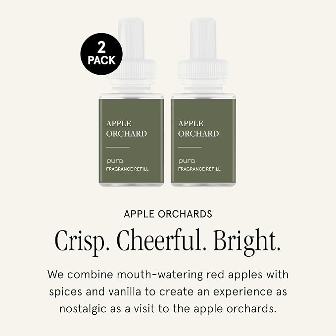 Pura Smart Home Scent Refill - Long-Lasting Premium Fragrance per Refill - Clean Diffuser Fragrance for Home, Office & Apartment - 2 Pack, Apple Orchards