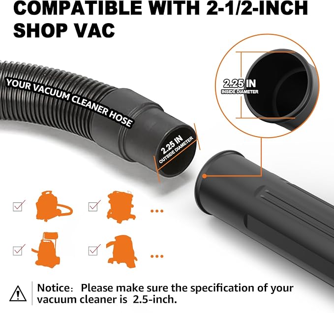 Sealegend Gutter Cleaning Tools for 2-1/2 in. Wet/Dry Vacuum Cleaner, Shop Vac Hose Attachments for Cleaning or Blowing Debris from Gutters Up to 4.8FT, 2-1/2 in. Shop Vac Accessories | Shop Vacuum Hose Accessories for Cleaning or Blowing Gutter Debris...