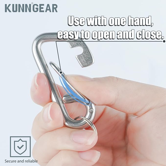 KUNN Metal Glove Clips with Stainless Steel Carabiner Clip, Portable Glove Clips for Work Glove, Glove Holder for Wall Mount