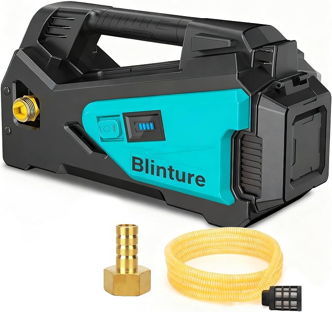 Battery Powered Water Transfer Pump, Cordless Power Washer Compatible Makita 18V, 2Ah-5Ah Battery, Cordless Water Pump, Self-Priming RV Water Pumps, Pressure Pump 50FT Head(Not include Battery)