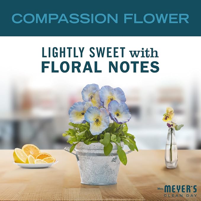 MRS. MEYER'S CLEAN DAY Dryer Sheets, Fabric Softener, Reduces Static, Infused with Essential Oils, Compassion Flower, 80 Count (Pack of 12)