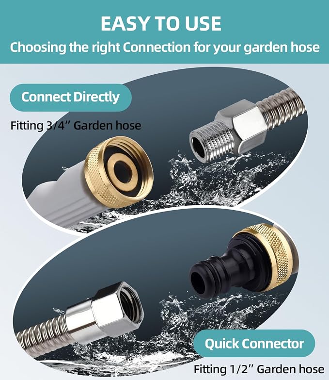 Jet Nozzle High Pressure Hose Nozzle, 18” Hydro Jet Water Hose Nozzle for Garden Hose with 3 Different Nozzles & Hose Quick Connectors, Power Washer Wand for Cleaning Patio, Car, Pet, Window, Grey