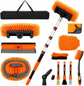 12FT Car Wash Brush with Long Handle Extension Pole Soft Bristle Car Cleaning Kit,Wheel & Tire Brush,Microfiber Wash Mop & Mitt,Window Squeegee,Detailing Brushes for Car RV Truck Boat House
