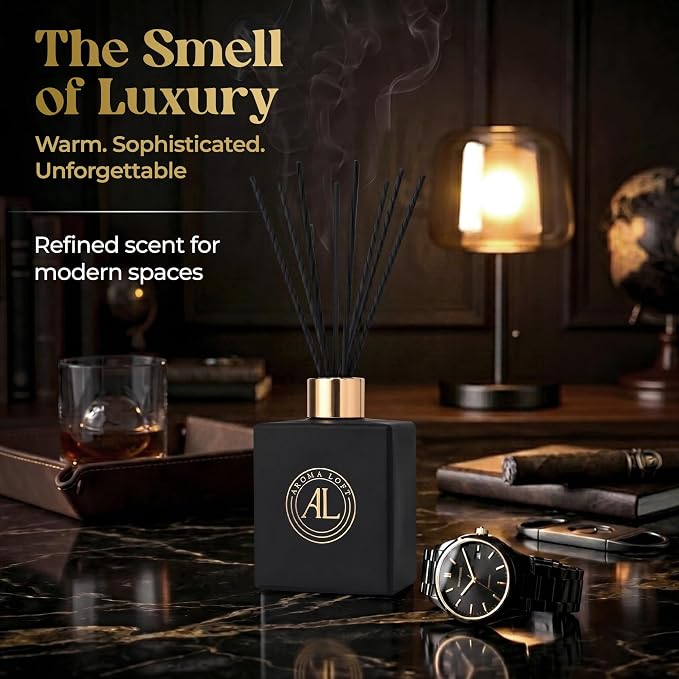 Black Reed Diffusers for Home | Premium Long-Lasting Fragrance Diffuser | Reed Diffuser Sticks in Oil Set | Smells Good in Bathroom & Office | Black, Balsam Reed Diffuser(5 oz)