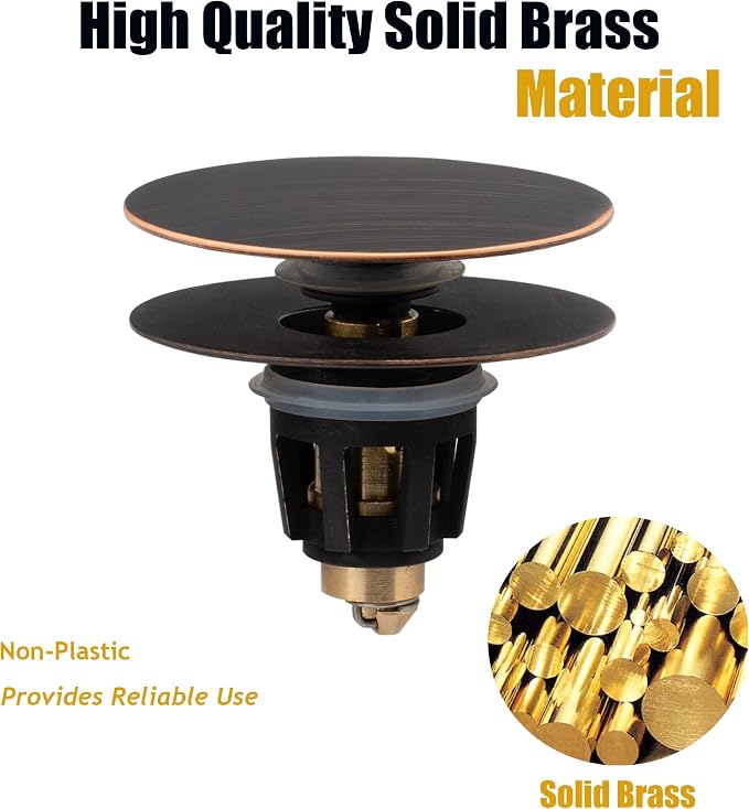 Artiwell Universal Bathroom Sink Drain Stopper, Fits Most Pop-Up Drains for Vessel Sink Lavatory Vanity, Sink Drain Strainer with Detachable Hair Catcher, Tested by Plumber in US (Oil Rubbed Bronze)
