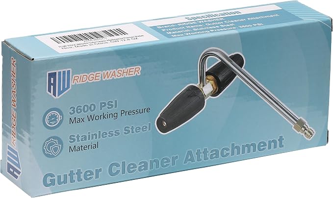Gutter Cleaner Attachment for Pressure Washer, 3600 PSI | with 2 Rotary Turbo Nozzle, 1/4 Inch Quick Disconnect