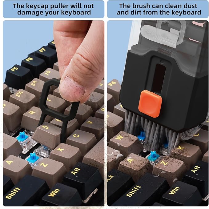 Keyboard Cleaner & Laptop Cleaning Kit, All-in-1 for Computer PC, Black | Electronics Deep Cleaning Reusable Brush Tool, Screen-Safe Spray, for iPhone iPad Macbook Airpod Camera, Gaming Accessories