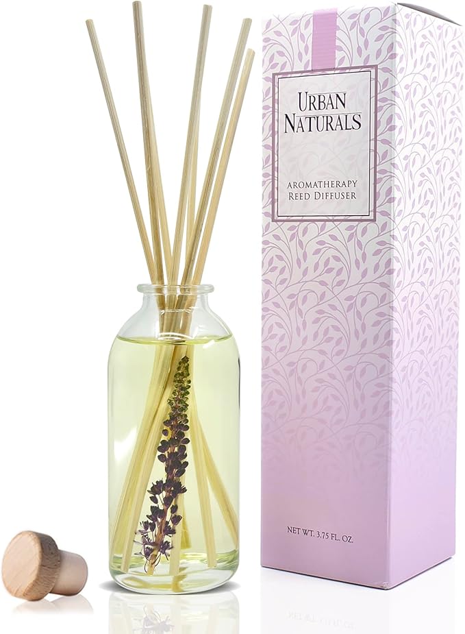 Reed Diffuser Set, Lilac Blossoms - Bathroom Shelf Décor | Made with Essential Oils & Real Botanicals, Lily of The Valley, Violets & Lilac, Made in the USA
