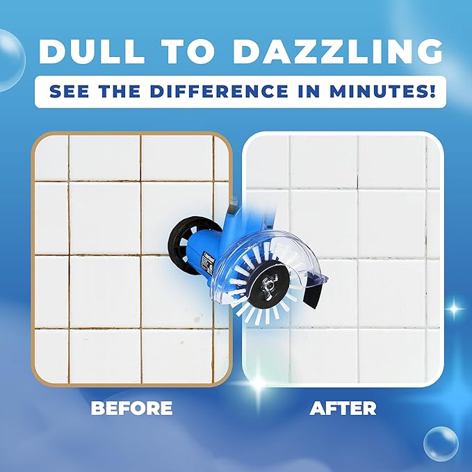 Grout Groovy! Electric Stand-Up Grout Cleaning Machine – Lightweight Deep Cleaner for Tile Floors, Bathrooms & Kitchens | Easy-to-Use Floor Scrubber Machine for Grout Lines & Tile Surfaces (Original)