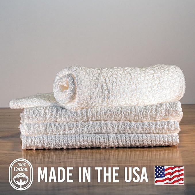 Old Fashion 100% Cotton Dishcloths - Set of 4 Mixed Colors - 2 Pumpkin Spice/2 Natural -11" x 11"