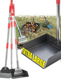 FUSBUNTY Dog Pooper Scooper Set, Pooper Scooper for Dog, Heavy Duty Stainless Steel Rake with Extra Large Tray & Spade No Bending Clean Up for Pet Waste Removal, for Grass, Dirt Or Gravel.