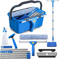 Professional Window Cleaning Kit with 76" Pole,Bucket 3 Gallon,Streak-Free | Includes14"Silicone Squeegee,Microfiber Scrubber,Towel Window Washing for Home, Outdoor, Car & Commercial Use