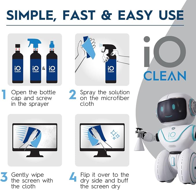 Screen Cleaner Spray (16oz + mini Cleaner) – Best Large Cleaning Kit for | LCD LED OLED TV, Smartphone, iPad, Laptop, Touchscreen, Computer Monitor, Electronic Devices, Microfiber Cloth and 2 Nozzles