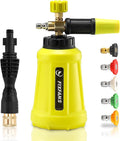 FIXFANS Foam Cannon, Compatible with Portland Husky Ryobi Pressure Washer | Wide Neck Pressure Washer Foam Lance, Power Washer Foam Blaster, 1/4 Inch Quick Connector, 5 Nozzles, 1L