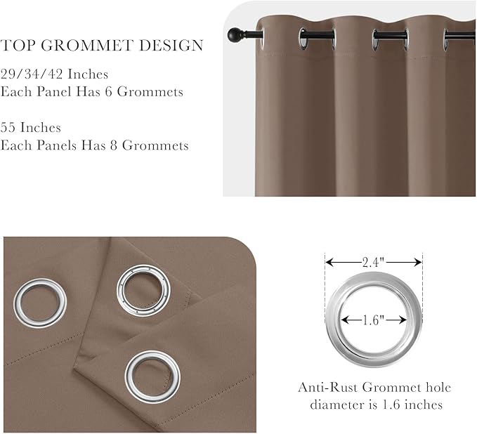 PONY DANCE Dark Brown Blackout Curtains for Living Room 2 Panels, Window Treatment Thermal Insulated Solid Grommet Blackout Drapes for Bedroom, W 42" x L 60", Chocolate Brown