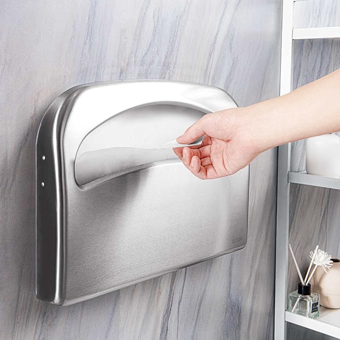 Toilet Seat Cover Dispenser Wall Mount Commercial, Half Fold Toilet Seat Cover Dispenser, 304 Stainless Steel, 16-Inch
