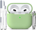 R-fun Compatible with AirPods 3 Case Cover, Silicone Protective Accessories Skin with Keychain Compatible with Apple AirPod 3rd Generation 2021 for Women Men Girls Boys,Front LED Visible,Avocado