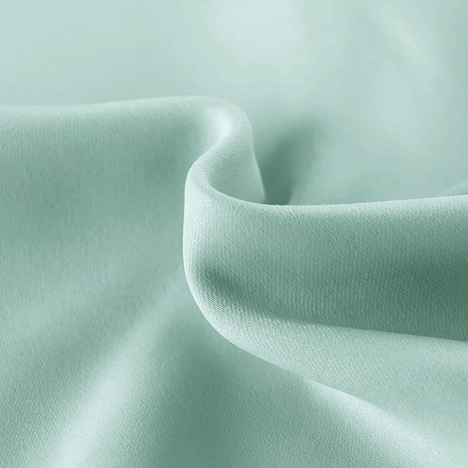 DWCN French Door Curtains – Rod Pocket Thermal Blackout Curtain for Window/Patio Doors/Doorways/Classroom/Kitchen for Privacy, 36W by 72L Inches, 1 Panel with Tieback, Mint Green