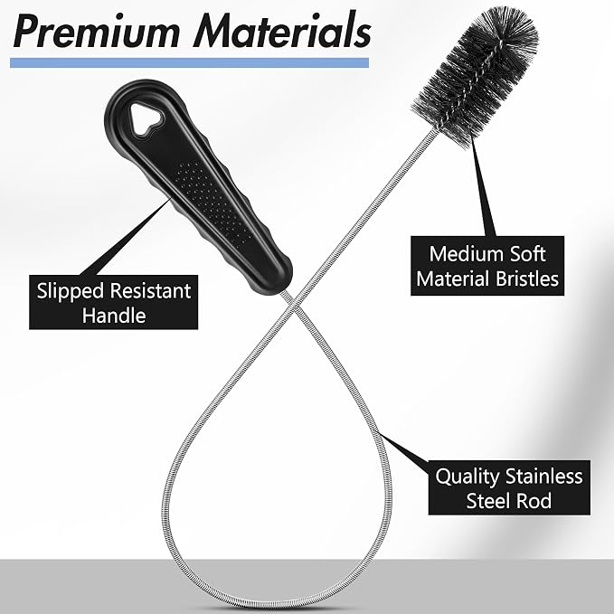 3 Pcs Condensate Trap Flexible Drain Brush, 16 Inch AC Drain Line Cleaning Brush for AC & HAVC Condensate P Trap, Black