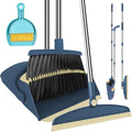 Broom and Dustpan Combo Set, 51" Long Handle with Squeegee & Mini Set | Blue Complete Cleaning Kit, Floor Squeegee for Wet & Dry Messes, Built-in Comb Dustpan, Mini Broom Set，for Home & Pet Areas