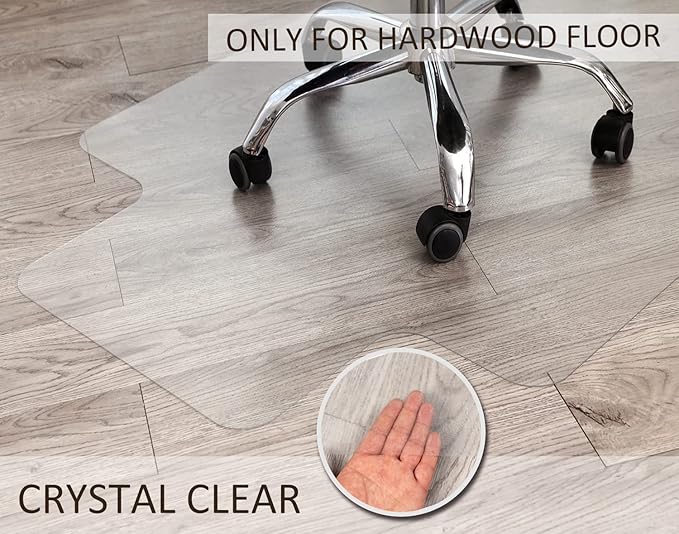 Office Chair Mat for Hardwood Floor, 48”x 36” Vinyl Desk Chair Mat Clear Floor Protector Mat for Rolling Chair Office & Home, Easy Glide and Flat Without Curling