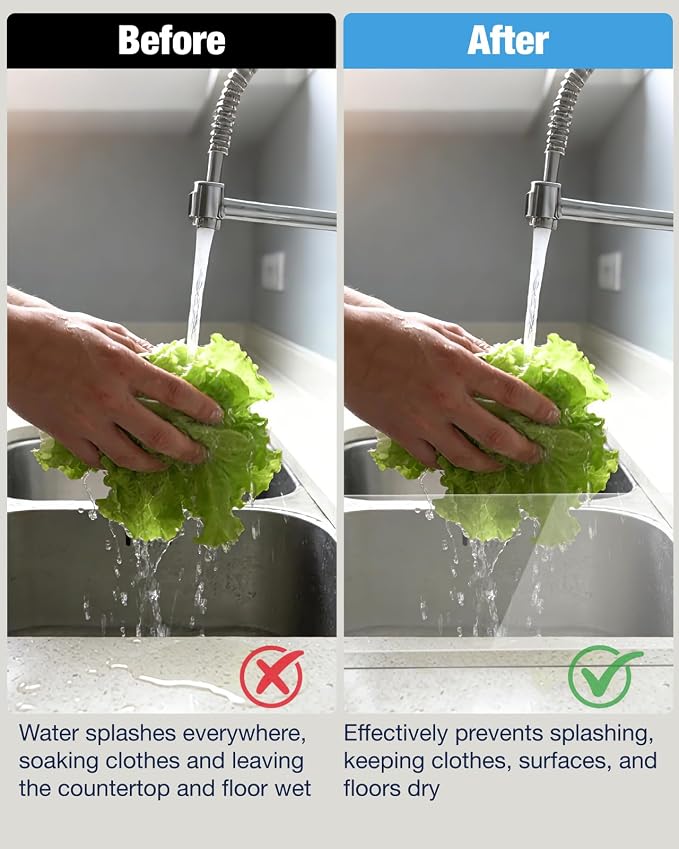 Acrylic Sink Splash Guard, Highly Transparent Fixed Splash Guard for Kitchen Island & Bathroom（23.6"L x 1.6"W x 4.7"H）