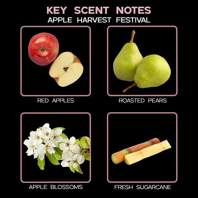 Reed Diffuser Set - Apple Harvest Scented Diffuser with Sticks | Autumn Fall Home Fragrance Reed Diffuser for Bedroom, Bathroom Shelf Décor, with Real Apple + Cinnamon Stick in the Bottle