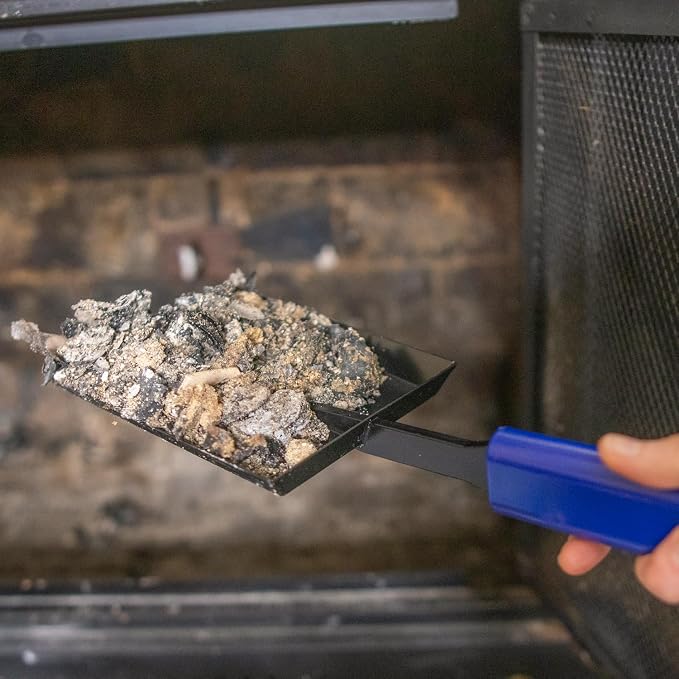 15in Fireplace Ash Shovel Solid Iron Gardening Shovel | Fireplace Tools with Rubber Handle for Fire Pit Fireplace Solo Stove Scoop Charcoal