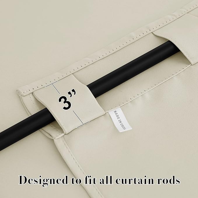 RYB HOME Blackout Curtains & Drapes - Light Block Thermal Insulated Privacy Window Covering for Bedroom Living Room Office, W 42 x L 54 inch, Beige, 2 Panels