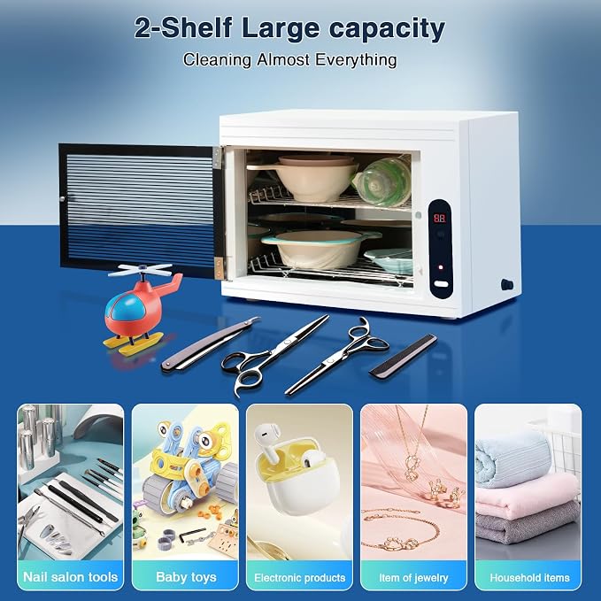 17L UV Sanitizer Cabinet Nail Tool Cleaner for Salon Beauty Tool | UL Certification &CE authentication/stainless steel materials/ 245nm UV sanitizer lamp/ Use Widely/ simplicity of operator