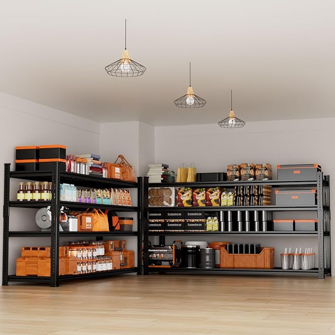 Storage Shelves Heavy Duty 4 PCS, 60"L x 24"W x 60"H Garage Wire Shelving Unit Loads 2640LBS, 4-tier Adjustable Metal Industrial Utility Shelf Rack for Kitchen, Laundry, Pantry, Warehouse, Basement