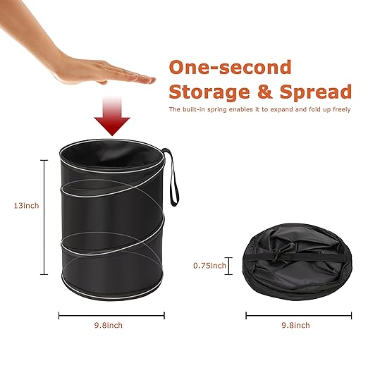 Ginsco 2Packs 4 Gallons New Leakproof Car Trash Can, Large Trash Can Pop-up Collapsible Hanging Car Trash Bin, Waterproof PEVA Liner Open-Top Garbage Can for Home Office Camping