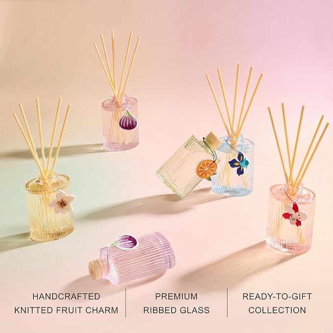 Reed Diffuser, Peony Blossom Scent Oil Diffuser, 6.09 fl oz | 8 Reeds, Long-Lasting Home Fragrance, Bathroom Bedroom Shelf Decor & Gifts