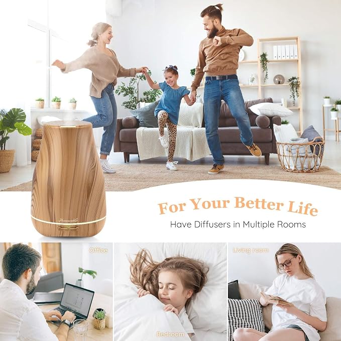 Homeweeks Essential Oil Diffuser for Room 100 ML 1 Pack | Aromatherapy Scent Diffuser Adjustable Mist Mode, Cool Mist, Auto Off Ultrasonic Aroma Fragrance Diffuser for Bedroom Office