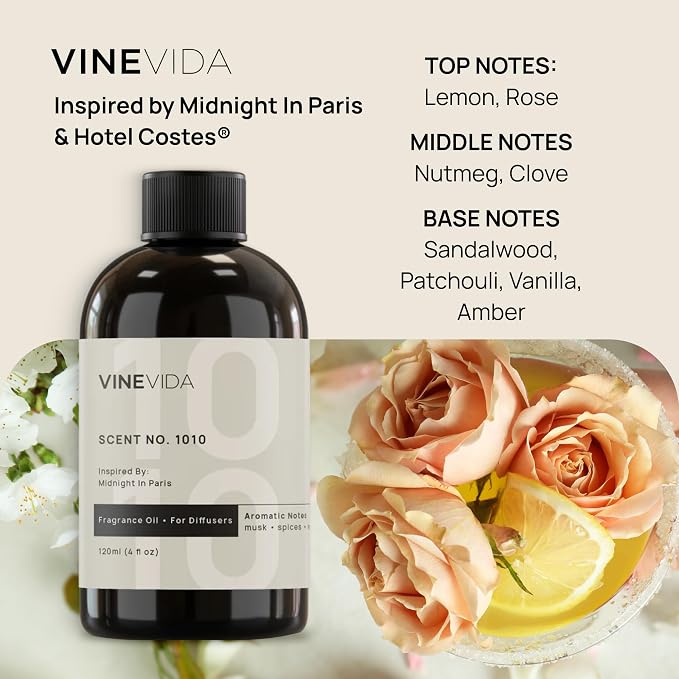 VINEVIDA (4oz) Hotel Fragrance Diffuser Oil - Hotel Scents Diffusers for Home - Cold Air Diffuser Oil - Hotel Scent Essential Oil - Scent No.1010 Inspired by Hotel Costes