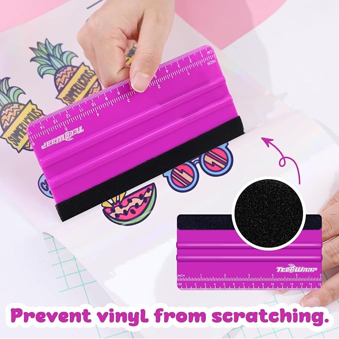 TECKWRAP Professional Squeegee Tool for Vinyl Decals, Inkjet Vinyl Sticker Paper,and Wallpaper - 6"x2.9", Scratch-Free Application (Pitaya)