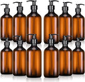 Tessco for you 12 Pack Amber Soap Dispenser Empty Plastic Pump Bottles Dispenser Refillable Shampoo for Hand Sanitizer Soap Cosmetic Lotion Body Wash Conditioner Bathroom Kitchen Travel (16.9 Oz)