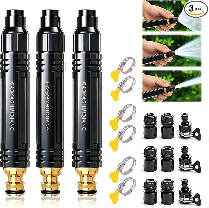 18 Pcs Heavy Duty Adjustable Twist Hose Nozzle Jet Sweeper Nozzle，Home High Pressure Car Wash Water Gun，Pressure Power Washer Lance Wand Gun for Garden Hose & Outdoor Cleaning