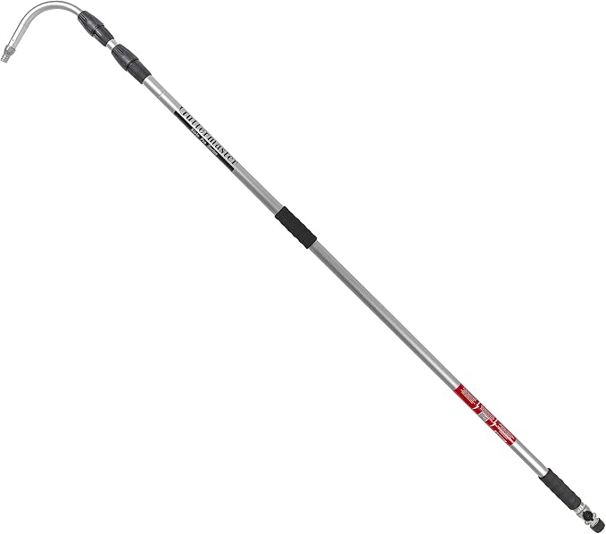 Guttermaster Pro Telescopic Water Fed Pole with Curved End, Extends 16 Feet | Reach up to 24 feet, standard garden hose connector, no special attachments needed