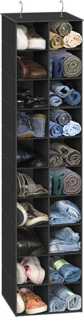 Simple Houseware 20 Section Shelves Hanging Shoes Organizer, Black | Dual Metal Hooks, 10 Tier, Holds Up to 20 lbs, for Narrow Space