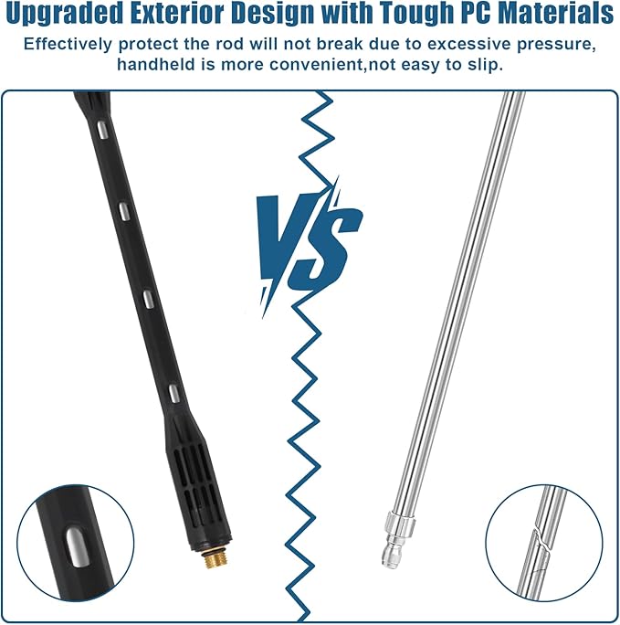 Upgraded Pressure Washer Extension Wand with 6 Tips,Up to 115in | 4000 PSI Gutter Cleaner Attachment ,1/4"Quick Connect, Leak-Resistant Ring