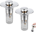 Bathroom Sink Drain Strainer, Pop-up Sink Stopper Hair Catcher with Removable 304 Stainless Steel Strainer Basket Hair Catcher, Bathroom Sink Strainer for Bathroom Sink Stopper Replacement, 2 PCS