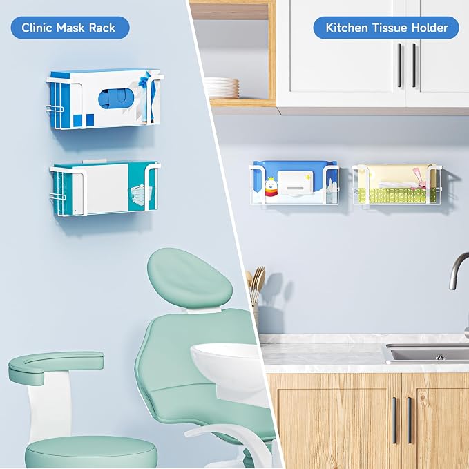 Glove Box Holder for Wall Mount, Glove Dispenser | Rubber Glove Holder, Medical Gloves Organizer Storage, Tissue Box Holder, Disposable Latex Glove Box Rack for Lab, Kitchen