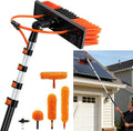 Up to 30FT Reach Water Fed Pole Window Cleaning System, 24FT Telescopic Pole with 180° Rotating Brush & Soap Dispenser, Solar Panel Cleaning Kit for Windows, Gutters & RV